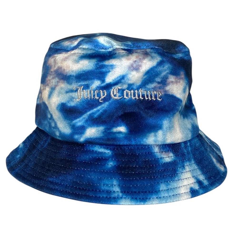 Juicy Couture Bucket Hat One Size Blue Tie Dye Velour Y2K